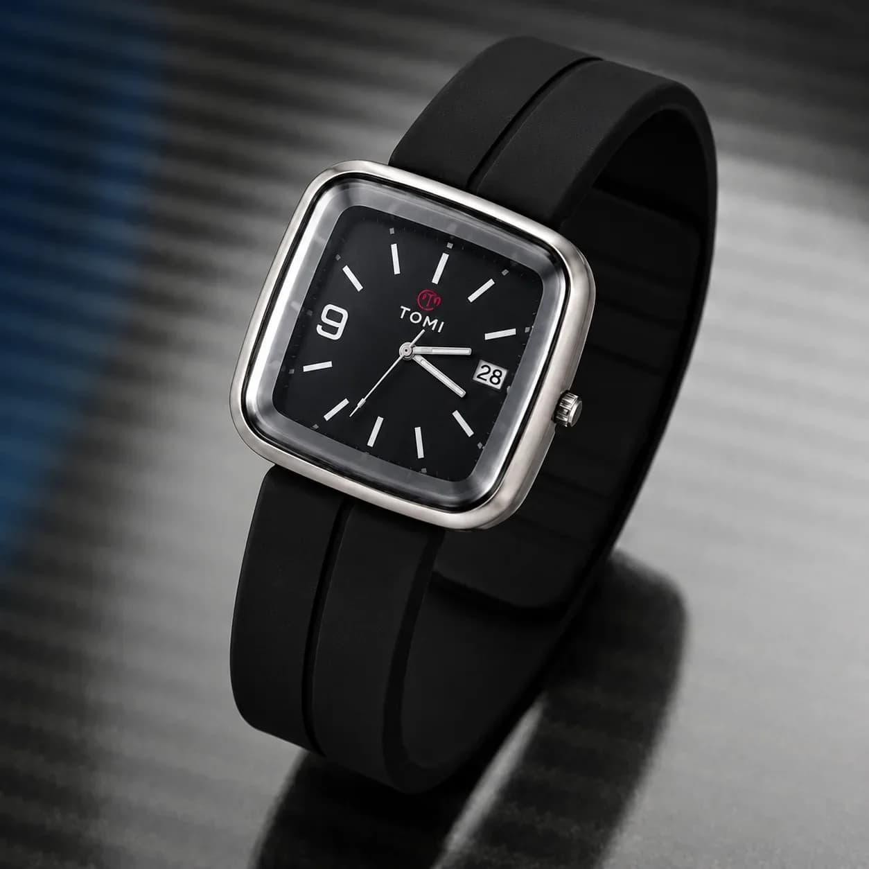 TOMI Square Watch - Date | Silicone Strap with Magnetic Lock | Free Delivery