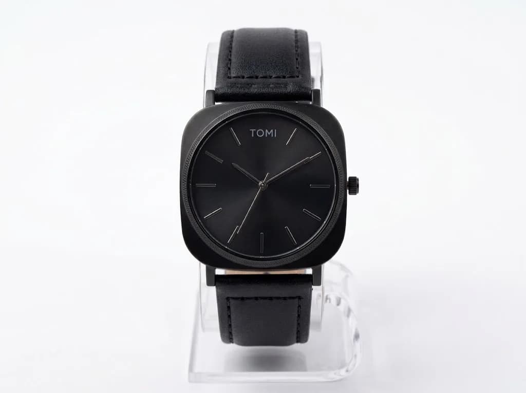 Men's Aesthetic Watch | Square Dial | Tomi Brand | Synthetic Leather Strap
