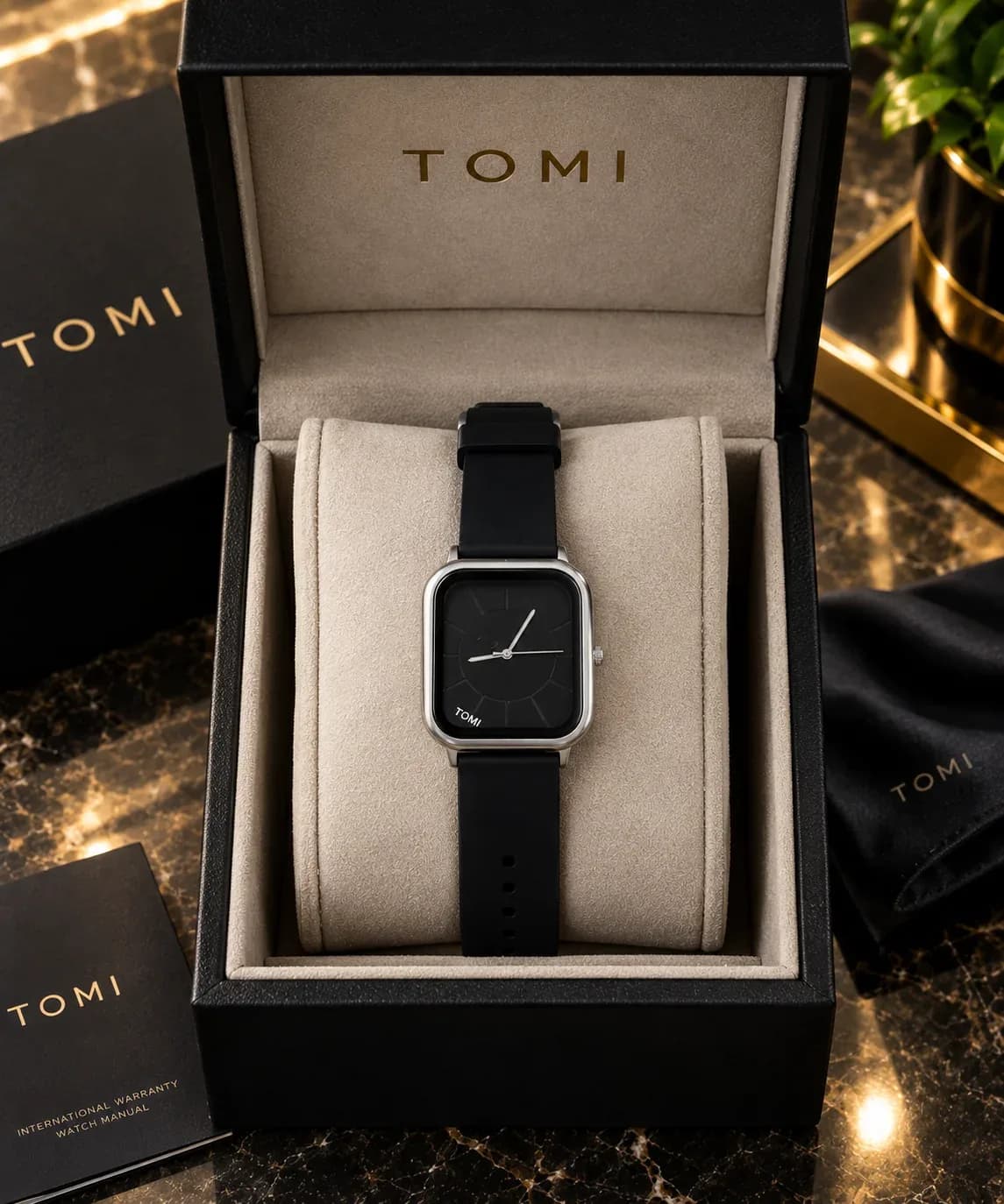 TOMI Men’s Modern Quartz Watch (BZ-FD09) – Square Dial
