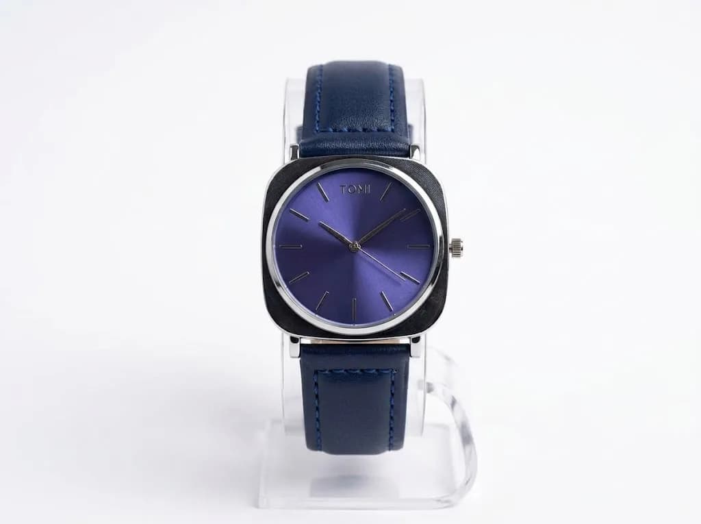 Men's Aesthetic Watch | Square Dial | Tomi Brand | Synthetic Leather Strap