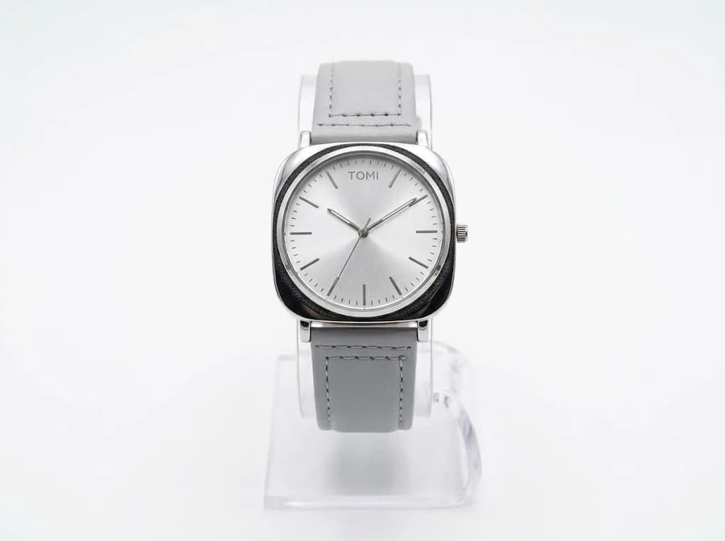 Men's Aesthetic Watch | Square Dial | Tomi Brand | Synthetic Leather Strap