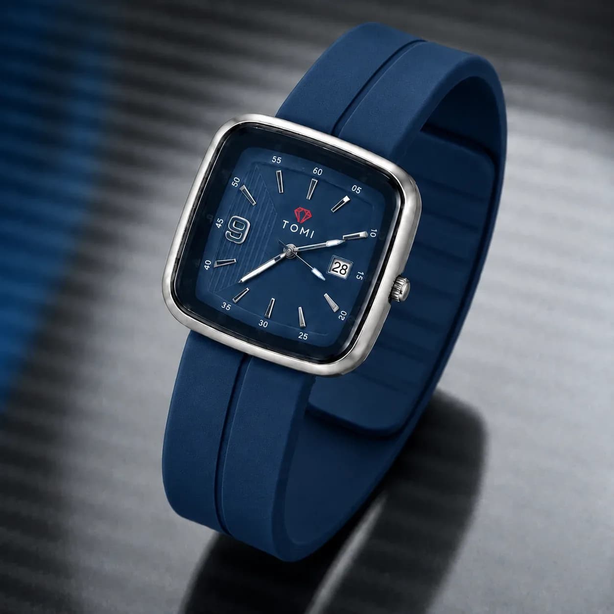 TOMI Square Watch - Date | Silicone Strap with Magnetic Lock | Free Delivery